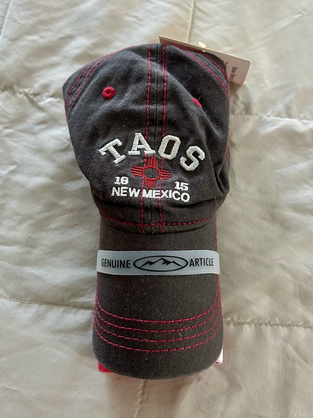 Taos New Mexico Embroidered Adjustable Hat, Red Tee Shirt, Size Medium - Set